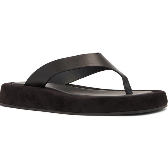 The Row GINZA Leather Sandal (Black) - Picture 3 of 5